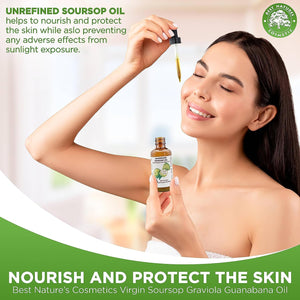 Best Nature's Cosmetics Virgin Soursop Graviola Guanabana Oil (Organic, Cold Pressed, Undiluted, Unrefined) 2oz / 60 ml - Natura