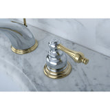 Kingston Brass Kb974Al Victorian Widespread Lavatory Faucet With Metal Lever Handle, Polished Chrome And Polished Brass,8-Inch A
