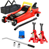 5 Piece Car Truck Floor Jack Service with Jack Stands Tire Repair Kit for Garages, Automotive,Repair Shops and DIY, 2 Ton 4,000 