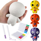 Poen 4 Pcs Voodoo Dolls Halloween Horror Doll Make Your Own Stress Balls with Paints Palette and Paint Brush Fidget Dolls Stress