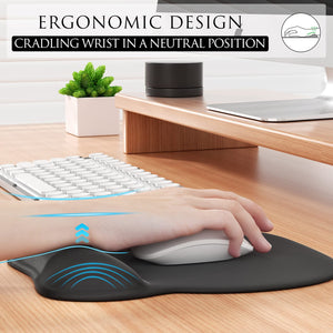 MROCO Ergonomic Mouse Pad with Gel Wrist Rest, Comfortable Mousepad with Smooth Wrist Support Surface and Non-Slip PU Base for P