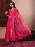 Gosriki Women'S Rayon Blend Anarkali Solid Kurta With Pant & Dupatta (Ganpati-Rani-Vks07-Gs_S_Pink_Small),Pink,,B0DM1VFFZR