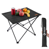 VILLEY Folding Camping Table with Carry Bag, Portable Lightweight Beach Table with Oxford Fabric and Reinforced Aluminum Panel f