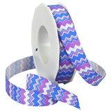 Morex Ribbon Chevron Printed Grosgrain Ribbon, 7/8-Inch by 20-Yard Spool, Tropical Blue/Purple