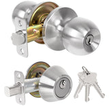 Exterior Door Lock Set, Single Cylinder Deadbolt Lock and Door Knob Set, Keyed Alike Front Door Lock Set, Satin Nickel Door Knob