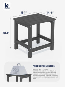 KINGYES Adirondack Outdoor Side Table, Gray