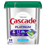 Cascade Platinum ActionPacs Dishwashing Detergent, Fresh Scent, 59 Pacs/Tub (97726)