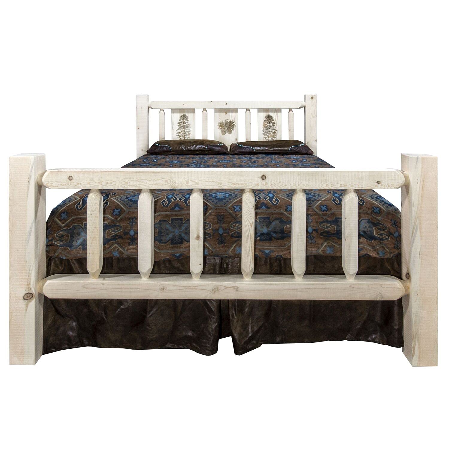 Montana Woodworks Pine Tree Design Laser Engraved Bed (King: 94 In. L X 80 In. W X 47 In. H (199 Lbs.))