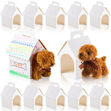 ShinyRelief 24 Pcs Dog Party Favors Boxes Dog House Shaped Treat Gift Boxes with Holes Foldable with Handle for Christmas Puppy 