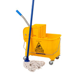 Mind Reader Mop Bucket with Wringer, 22 Qt (5.5 Gallon), Floor Cleaning, Handle, Wheels, 16.25L x 10.75W x 24.5H, Yellow