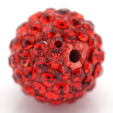 RUBYCA Pave Czech Crystal Disco Ball Clay Beads fit Shamballa Jewelry (50pcs, 12mm, Light Siam Red)