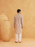 Sojanya (Since 1958 Men'S Cotton Linen Cream & Multi Print Only Long Kurta Cream & Multi L