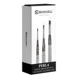 Escoda | Watercolour | Perla Set With 3 Bright Travel Brushes For Watercolour | Size 2,6,10 | 3 Brushes | Synthetic White Toray 