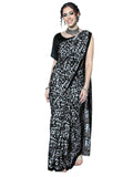 Satrani Women's Chiffon Crepe Printed Saree with Unstitched Blouse Piece (3814S322N_White & Black & Grey4)