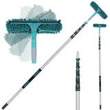 TelesPro 30 Feet High Reach Window Squeegee with 6-24 Ft Extension Pole, Window Cleaner Tool with 5-Stage Telescoping Pole, Wind