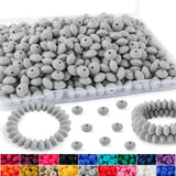 HHCFAST 270Pcs Lentil Silicone Beads for Pens, 12mm Silicone Spacer Beads for Keychain Making(Glacier Gray)