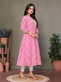 Rangita Pink Chanderi Embroidered Calf Length Anarkali Kurti | Kurta For Women_Xl