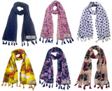 Fusfus WomenS Printed Chiffon Scarves And Stoles, Free Size(Multicolour, Fs1402) Pack Of 6 (Multicolor3)