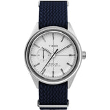 Timex Mens Marlin Jet 38mm Watch - Blue Slip-Thru Double Layer White Dial Stainless Steel Case
