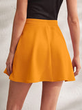 Wedani Women'S & Girl'S Solid High Waist Flared Skater Short Mini Skirt (28 Mustard),Mustard,M,Polyester,A-Line,