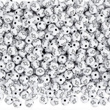 PONABEADIY 1 Box 600pcs 10mm Acrylic Cross Round Beads Easter White Enlaced Crucifix Plating Opaque Plastic Ball Loose Spacer Be