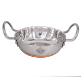 Taluka Stainless Steel Copper Bottom Serving Kadhai Wok, 800 Ml, Silver