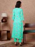 Gosriki Women'S Cotton Blend Straight Printed Kurta With Pant (Fimla Green-Gs_M_Green_Medium),Green,,B0CVGYGQKX
