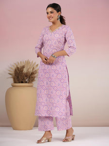 Gosriki Women'S Rayon Blend Straight Printed Kurta With Palazzo (Diroz Green_L_Green_Large),Purple,,B0CYGXY6PQ