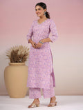 Gosriki Women'S Rayon Blend Straight Printed Kurta With Palazzo (Diroz Green_L_Green_Large),Purple,,B0CYGXY6PQ