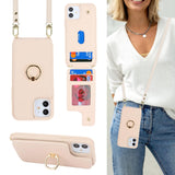 Lipvina for iPhone 12/12 Pro Case with Card Holder for Women,Crossbody Strap Lanyard,Credit Card Holder,Ring Stand,Snap Clasp,Wa