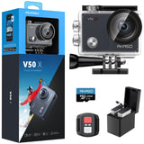 AKASO V50X Native 4K30fps WiFi Action Camera with EIS Touch Screen 4X Zoom 131 feet Waterproof Camera Support External Mic Remot