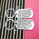 Nekoki Godparents Gifts from Godchild Will You Be My Godfather/Godmother Keychain Set Godmother Keychain Godfather Keychain Chri