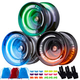 MAGICYOYO Pack of 3 Responsive Yoyos for Kids Beginners, K2 (Crystal YoYo with 3 Yo Yo Gloves, 3 Yo-yo Bags, 18 Yoyo Strings (Bl