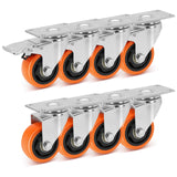 WBD WEIBIDA 3 Inch Swivel Caster Wheels with Brake, Safety Dual Locking Casters Set of 8 Heavy Duty Plate Casters, Premium Polyu