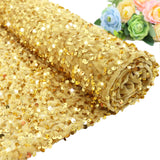 FOTSHARER Gold Sequin Fabric 1 Yard Shiny Sequins Fabric by The Yard Velvet Material Fabric for Sewing Cloths Mesh Sequins Glitt