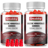 GREABBY Creatine Monohydrate Gummies - 5g Creatine Monohydrate for Women & Men, L-Taurine, B12, Creatine Chews for Muscle Growth