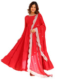 Wedani Georgette Sequins Work Anarkali Kurta Set For Women Red,Red,2XL