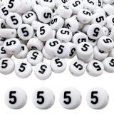 MIIIM 200 Pcs Serif Number 5 Beads for Bracelets, 4x7mm Round Number Beads 5 for Phone Digits, Keychains, Necklace (Digit 5)