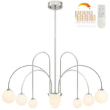 Bagood Nickel Sputnik Chandelier 8-Light Globe Pendant Light 38.5Modern Sputnik Light Fixture with Milk Glass Globe Shade Di