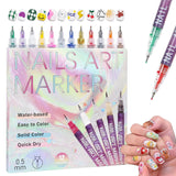 keshal 12 PCS Nail Art Marker Pens, Fine Tip Nail Drawing & Liner Pens for DIY Nail Painting, Dotting, Doodling & Detailing, Col