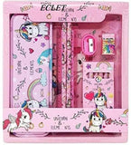 Eclet 12 in 1 Stationery Set Unicorn Pencil Box | Crayon Kit, Sharpener, Eraser, Scale & 3D Cartoon Eraser Set for Kids (Random