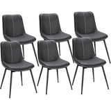 VASAGLE Leather Dining Chairs Set of 6, Comfortable Upholstered Seat Dining Room Chairs with Swivel Leveling Feet, Curved Backre