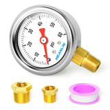 MEANLIN MEASURE 0~60Psi Stainless Steel 1/8 NPT 1.5 FACE DIAL, Glycerin Filled Pressure Gauge, Liquid Filled, Water Oil Air, Low