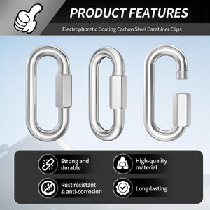 15 Pack Heavy-Duty Chain Hooks Quick Links - 304 Stainless Steel 1/8 Locking Carabiner Anti-Rust Chain Connector Quick Link fo