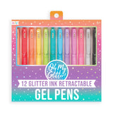 Ooly Oh My Glitter! Gel Pens Set of 12, Retractable Glitter Pens, Functional Clips & Comfort Grip, Ideal for Girls, Planners a