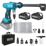 SEESII Cordless Car Washer, Dual 4000mAh Batteries Portable Washer with 6-in-1 Nozzle & Foam Cannon for Car, Home, Garden, Patio