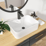 Kichae 19x15 Rectangle Bathroom Vessel Sink with Faucet Combo Porcelain Ceramic White Vanity Sink Above Counter Modern Sink with
