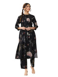 Libas Women'S Silk Blend Printed Kurta Sets (99298_Black_Xl)