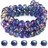 Dowarm 10MM Transparent Purple Crystal Briolette Rondelle Beads, 100PCS Faceted Loose Spacer Glass Beads for Jewelry Making, Cra