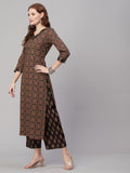 Gosriki Women'S Cotton Blend Printed Straight Kurta With Pant (Pini Black-Gs_S_Black_Small),Black,,B0CBPQB1H8